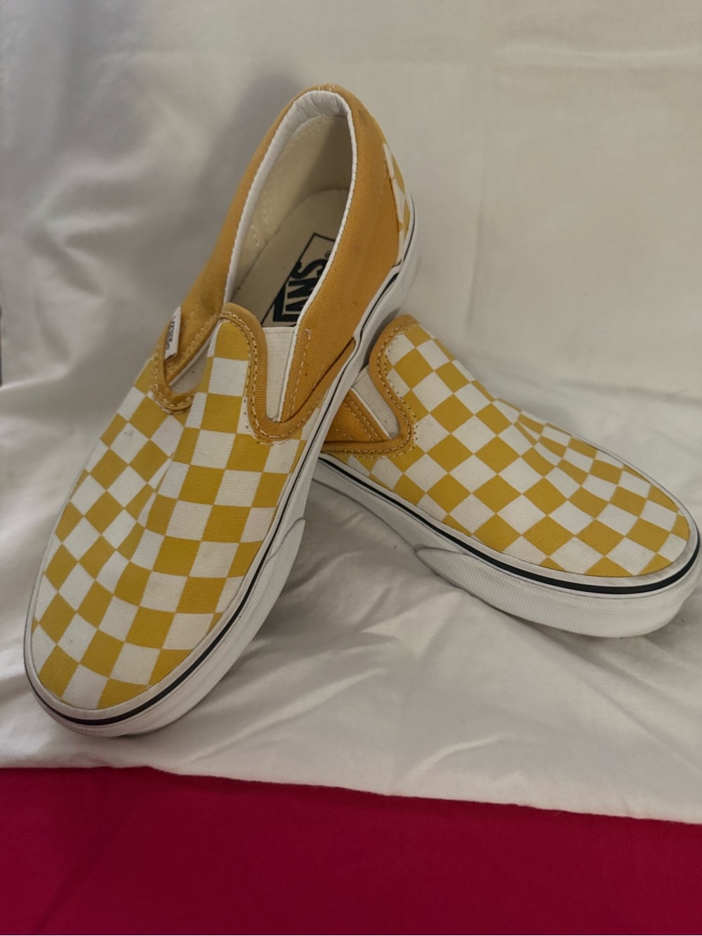 Women’s Vans Classic Checkerboard Slip-On Sneakers - Yellow & White
